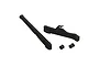 ARRMA chassis brace set including two black plastic braces and two small cylindrical spacers against a white background.