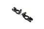 Two black plastic 17.5 degree steering hub carriers for TLR RC vehicles, shown from an angled perspective on a white background.