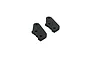 Two black ARRMA aluminium steering plates for RC vehicles, shown from an isometric angle against a white background.