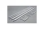 E-Flite wing strut set including four long white struts, two U-shaped white brackets, and a collection of metal screws, pins, and nuts on a grey background.
