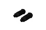 Two black anodized aluminium RC shock absorber bodies with threaded exteriors, shown against a white background.