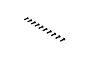 A set of ten black flanged button head screws arranged in a diagonal line against a white background.