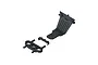 ARRMA rear bumper loop, skid plate, and mount set for RC vehicles, shown as three separate black plastic components on a white background.