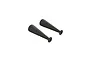 Two black rubber shock boots for ARRMA RC vehicles, shown against a plain white background.