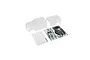 Clear, unpainted ARRMA Big Rock Crew Cab RC truck body shell with included decal sheet and window masks on a white background.