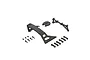 ARRMA roll hoop and 3rd wheel mount set including plastic chassis components and mounting screws on a white background.