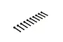 A set of ten black metal cap head screws arranged in a diagonal line against a white background.