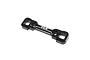 A black anodized aluminium A pivot block for TLR RC cars, featuring the TLR logo laser-etched on the top surface.