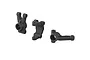 Three grey plastic ARRMA RC steering hub and suspension components shown against a white background.