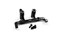 A black anodized aluminium steering bell crank and drag link assembly for RC cars by Yeah Racing, shown with included mounting screws.
