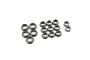 A set of 16 metal shielded ball bearings arranged on a plain white background.
