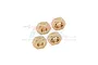 Four GPM Racing brass wheel hex adapters for RC cars, arranged on a white background with a faint GPM logo watermark.