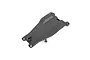 Traxxas upper chassis component in grey plastic, viewed from an elevated angle against a white background.