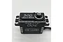 A black Reefs RC 300 Alacritous brushless metal geared servo viewed from the top, featuring silver branding and a splined output shaft.