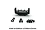 Black aluminium Reefs RC servo mount with included mounting screws on a white background.