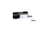 A black Reefs RC aluminium 25T long neck servo horn with two silver metal screws on a white background.