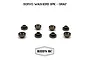Eight grey aluminium servo washers arranged in two rows on a white background with Reefs RC branding.
