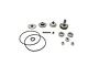A set of replacement metal servo gears, bearings, O-rings, and a small metal pin for a Reefs RC Beast servo.