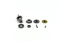 A set of replacement metal gears, bearings, and pins for a Reefs RC micro servo, arranged on a white background.