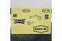 A rectangular sheet of Reefs RC stickers featuring various logos, text, and gear graphics on a yellow backing paper.