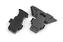 Two black plastic RC gearbox case components shown from a top-down perspective on a white background.