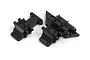 Two black plastic RC gearbox case components from Maverick on a white background.