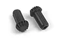 Two black plastic differential pinion gears for Maverick RC cars, shown from a top-down angle against a white background.