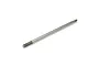 A single silver-coloured metal RC shock shaft with threaded ends, isolated on a white background.