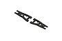 Two black ARRMA front suspension arms for RC vehicles, shown from an isometric angle against a white background.