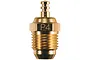 A gold-plated O.S. Engines P4 glow plug for RC nitro engines, shown in a studio product shot against a white background.