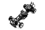 Onisiki Kodama 1/24 scale RWD RC drift car chassis kit featuring a carbon fiber frame and detailed black and white aesthetic.
