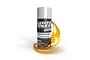 A can of Spaz Stix Candy Gold spray paint with a dynamic splash of gold liquid swirling around it against a white background.