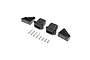 Pro Boat IC5/EC5 connector holder set including two black plastic mounts, two black plastic covers, and eight silver metal screws on a white background.