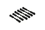 A set of six black adjustable RC turnbuckles arranged in a parallel row on a white background.