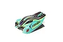ARRMA 1/8 Typhon 4x4 pre-painted clipless body shell in teal, black, and yellow with 3S branding.
