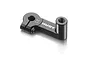 A black anodized aluminium Hudy 25T servo horn with a single arm and clamping screw, viewed from an angle against a white background.