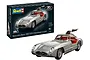 Revell 1/24 scale Mercedes-Benz 300 SLR Uhlenhaut Coupé plastic model kit box and a fully assembled model car.