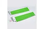 Two white and green foam RC plane main wings with small plastic hardware components on a white background.