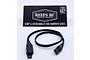 A Reefs RC 12-inch lockable heavy-duty servo extension wire with black connectors, displayed in front of its branded packaging card.