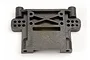 A black plastic Traxxas rear bulkhead spare part for RC vehicles, shown from a front-facing perspective against a white background.