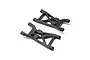 Two black Losi Stiffezel front suspension arms for RC cars, shown from an overhead angle on a white background.