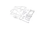 A set of white plastic RC car roll cage parts and accessories laid out on a white background.