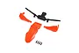 Losi RC motorcycle spare parts set including an orange front fender, two orange handguards, a black handlebar assembly, and four small black screws.