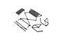 A set of black plastic RC car roll cage and body mount components from Losi, laid out on a white background.