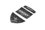 Three black EVA foam deck decals for a Pro Boat RC boat, featuring white Shreddy branding and a skeleton hand graphic.