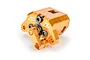 A gold anodized aluminium Pro-Line Pro-Spec brake calliper for 1/4 scale RC motorcycles on a white background.