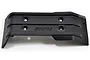A black RPM rear skid plate for an RC vehicle, featuring a textured plastic finish and four countersunk mounting holes.