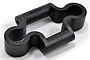 A black RPM RC rear bumper mount made of molded plastic, shown from an angled perspective against a white background.