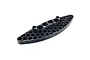 A black 3D-printed RC car front bumper with a honeycomb internal structure and circular mounting holes, isolated on a white background.