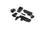 A set of black plastic RC body panels for a Losi vehicle, arranged on a white background.